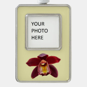 Maroon Orchids I Beautiful Red Floral Silver Plated Framed Ornament