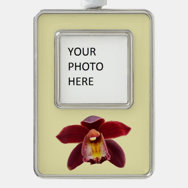 Maroon Orchids I Beautiful Red Floral Silver Plated Framed Ornament (Front)
