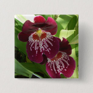 Maroon Orchids II Elegant Floral 15 Cm Square Badge