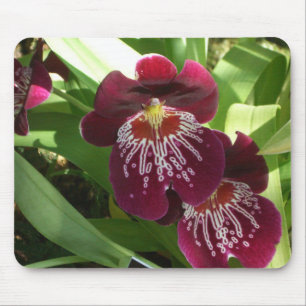 Maroon Orchids II Elegant Floral Mouse Mat