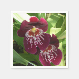 Maroon Orchids II Elegant Floral Napkin