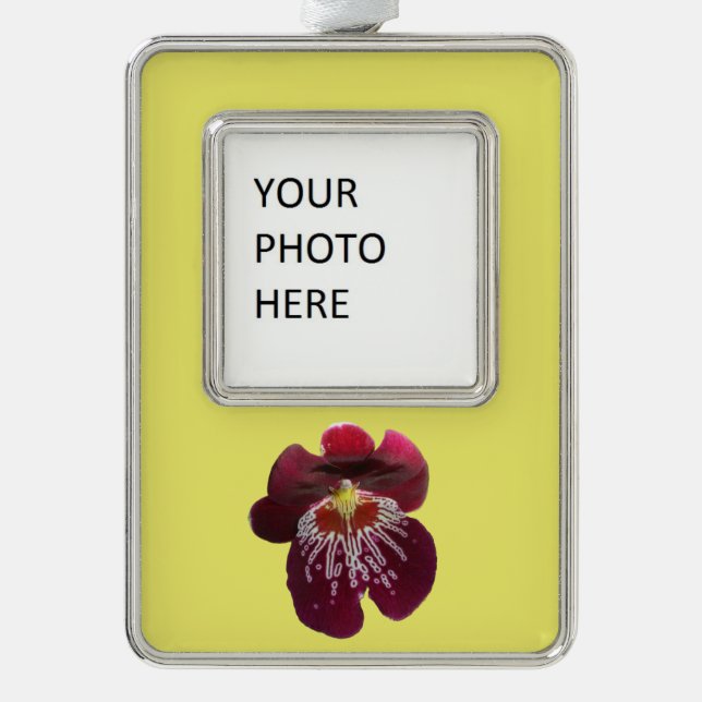 Maroon Orchids II Elegant Floral Silver Plated Framed Ornament (Front)