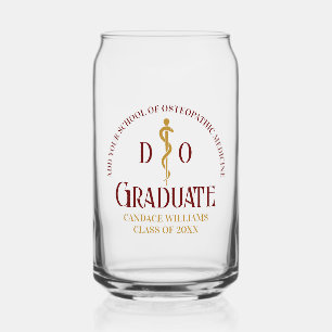 Maroon Osteopathic Medical School Graduation Can Glass