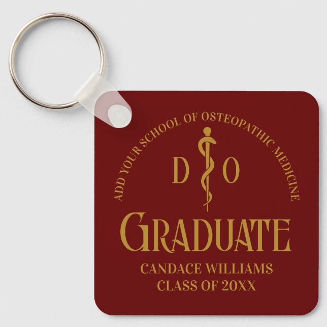 Maroon Osteopathic Medical School Graduation Key Ring (Front)