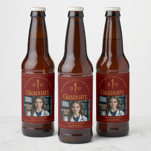 Maroon Osteopathic Medical School Graduation Party Beer Bottle Label