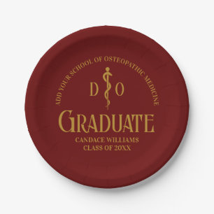 Maroon Osteopathic Medical School Graduation Party Paper Plate