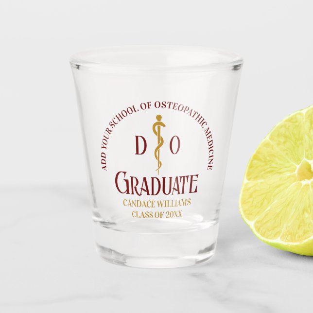 Maroon Osteopathic Medical School Graduation Shot Glass (Front)