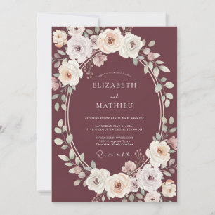 Maroon Painted Petal Wedding Invitation