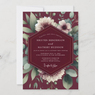 Maroon Painterly Flora Wedding Invitation