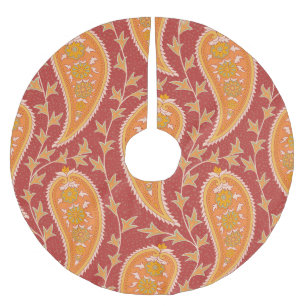 Maroon Paisley: Turkish Cucumber Ornament. Brushed Polyester Tree Skirt