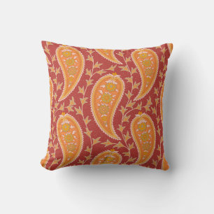 Maroon Paisley: Turkish Cucumber Ornament. Cushion