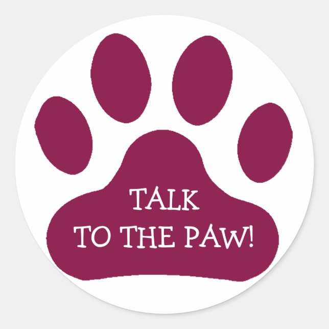 Maroon Paw Print Classic Round Sticker (Front)