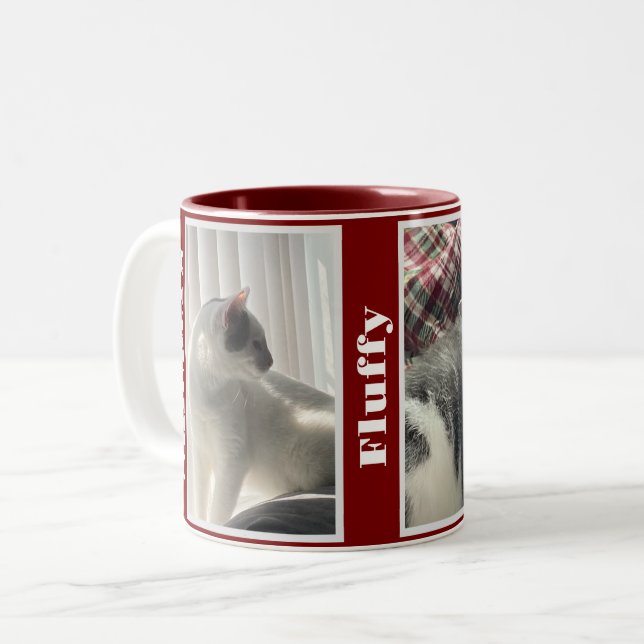 Maroon Pet Photos and Names  Two-Tone Coffee Mug (Front Left)
