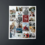 Maroon Photo Collage Happy Birthday Name & Age Tapestry<br><div class="desc">Tapestry for a birthday celebration featuring a photo collage of 19 photos, name, and age. Perfect for big celebrations where you can add lots of photos from the long life of the birthday celebrator. Birthday party decor in the form of a tapestry personalised with photos, name, and age in white...</div>