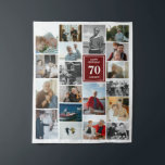 Maroon Photo Collage Happy Birthday Name & Age Tapestry<br><div class="desc">Tapestry for a birthday celebration featuring a photo collage of 19 photos, name, and age. Perfect for big celebrations where you can add lots of photos from the long life of the birthday celebrator. Birthday party decor in the form of a tapestry personalised with photos, name, and age in white...</div>