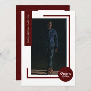 Maroon Photo Ultra Modern Photo Graduation Invite