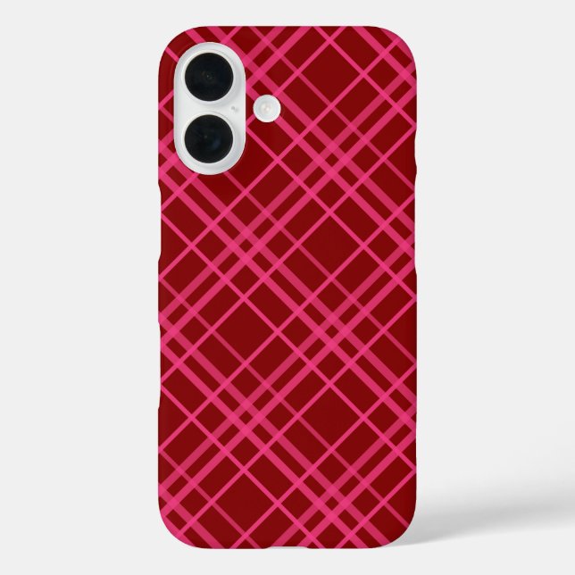 Maroon Pink Check Grid Plaid Design  Case-Mate iPhone Case (Back)