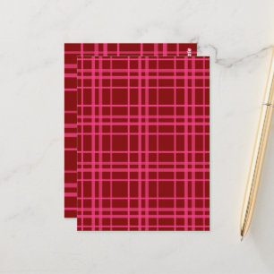 Maroon Pink Check Grid Plaid Design Postcard