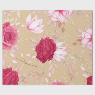  maroon  pink floral     wrapping paper