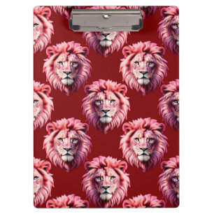 Maroon Pink Lion Head Design  Clipboard