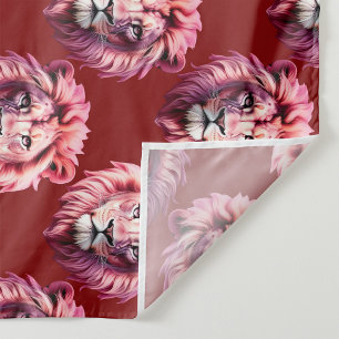 Maroon Pink Lion Head Design Fabric