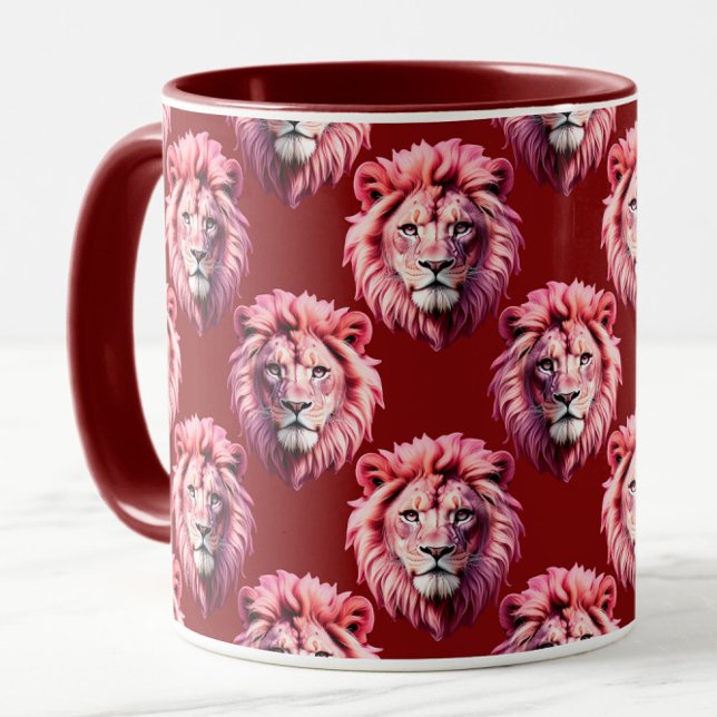 Maroon Pink Lion Head Design  Mug (Creator Uploaded)