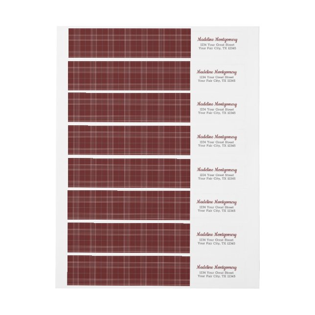 Maroon Plaid Aggies Wrap Around Label (Sheet)