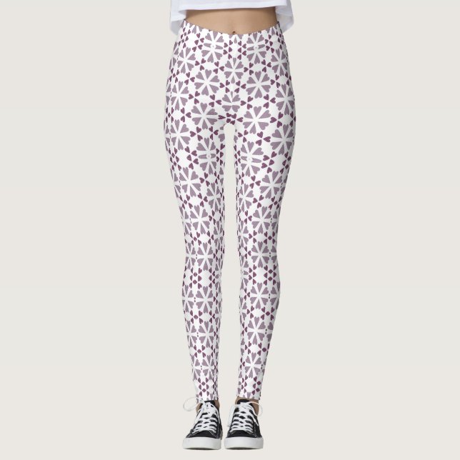Maroon/Plum Women's Valentine Geometric Leggings (Front)