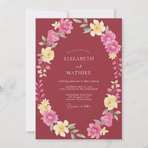 Maroon Polished Autumnal Wedding Invitation