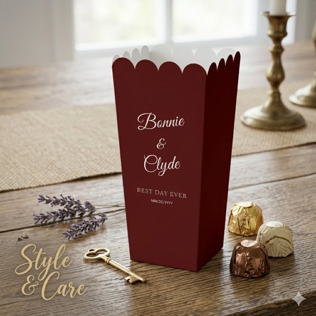 Maroon Popcorn Favor Box for Elegant Celebrations (Maroon Popcorn Favor Box for Elegant Celebrations)