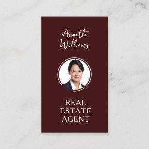 Maroon realtor with profile photo business card