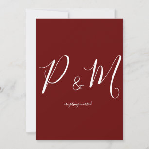 Maroon Red and White Minimalist Wedding Invitation