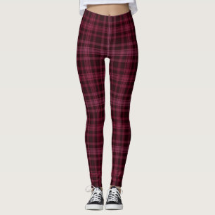 Maroon Red Chequered Plaid Women's Leggings