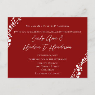 Maroon Red Christian Wedding Invitation Postcard