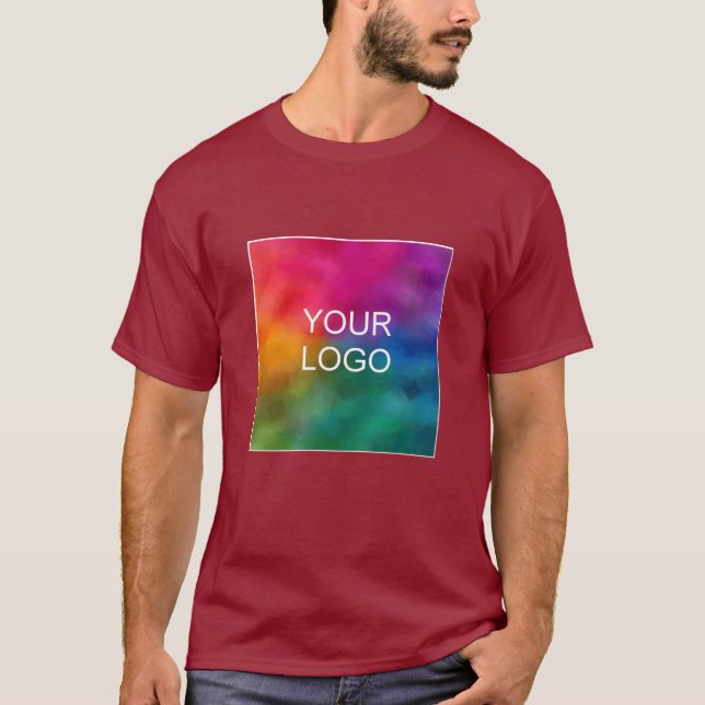 Maroon Red Custom Add Logo Text Mens Modern T-Shirt (Front)