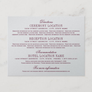 Maroon Red Elegant Wedding Information Enclosure Card