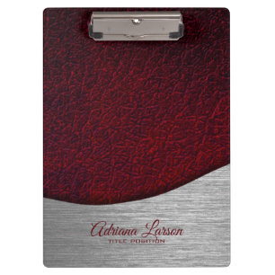 Maroon Red Fake Leather Look Clipboard