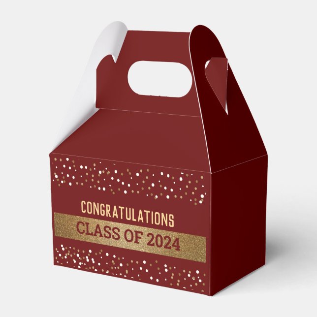 Maroon Red Gold Congratulations Class of 2024 Favour Box (Front Side)