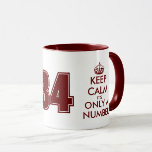 Maroon red keep calm 34th Birthday coffee mug gift