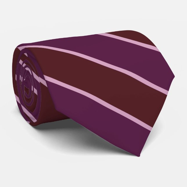 Maroon Red, Magenta And Pink Diagonal Stripes  Tie (Rolled)