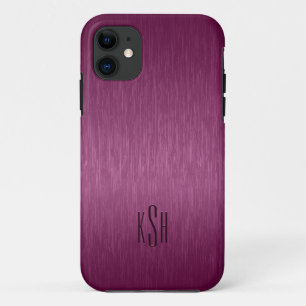 Maroon Red Metallic Brushed Aluminium Look iPhone 11 Case