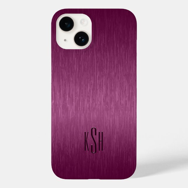 Maroon Red Metallic Brushed Aluminium Look Case-Mate iPhone Case (Back)