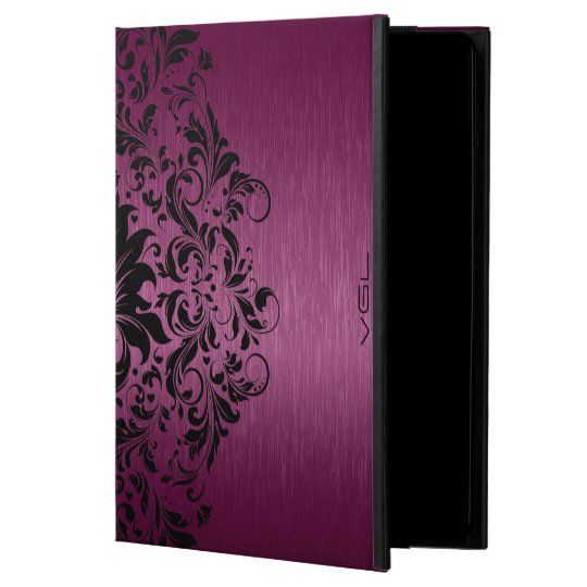 Maroon-Red Metallic Texture Black Swirls Powis iPad Air 2 Case