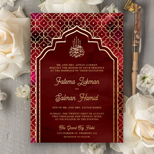 Maroon Red Moroccan Arch Muslim Wedding Gold (Creator Uploaded)