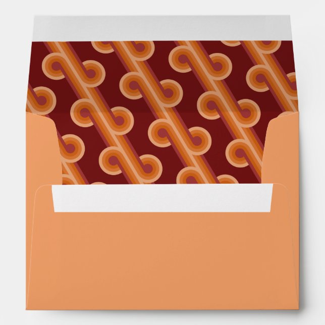 Maroon Red Orange Circles Fusion Fine Art Pattern Envelope (Back (Bottom))