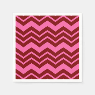 Maroon Red Pink Chevron Zigzag Design Napkin