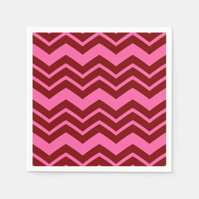 Maroon Red Pink Chevron Zigzag Design  Napkin (Front)