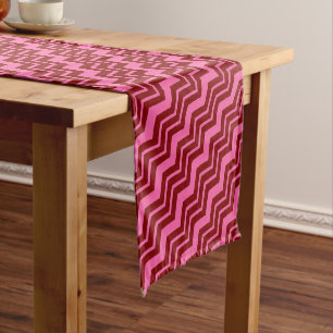 Maroon Red Pink Chevron Zigzag Design Short Table Runner