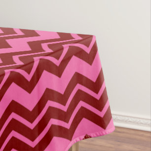 Maroon Red Pink Chevron Zigzag Design Tablecloth