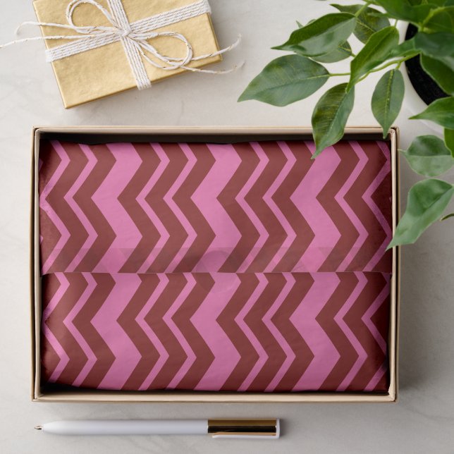 Maroon Red Pink Chevron Zigzag Design  Tissue Paper (Gift)